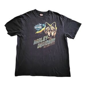 EUC Harley Davidson Mens XL Motorcycle Wolf Graphic Shirt Black Las Vegas Cycles